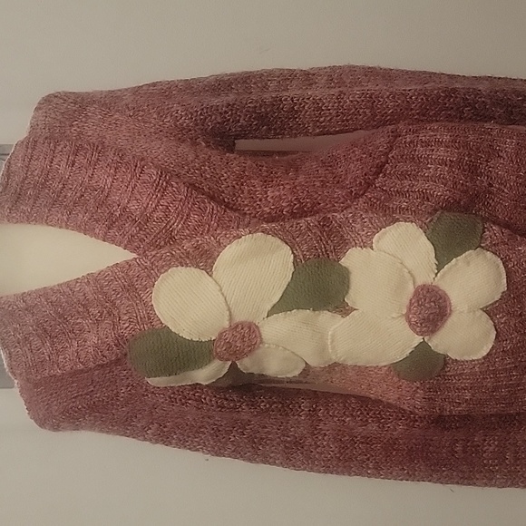 Anthropologie Wool Sweater Coat with Floral Appliqué - Picture 3 of 7